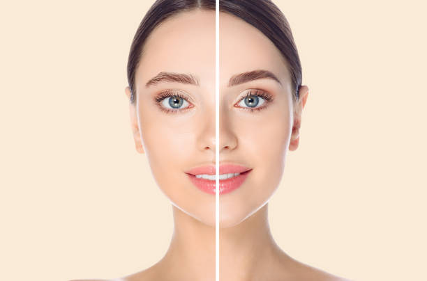 collage antes y después mujer henna de cejas. Zaragoza